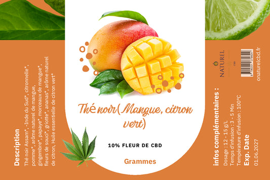 ☀️ Thé Noir BIO – Mangue & Citron vert 🍋🥭