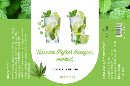 🌿 Thé Vert BIO – Mojito Mangue & Menthe 🍃🥭
